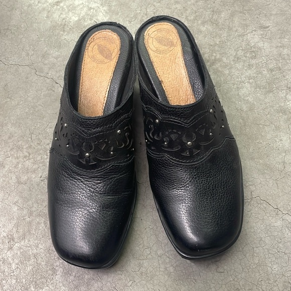 NURTURE BY LAMAZE WOMEN'S BLACK LEATHER MULES SIZE 5.5 - Picture 2 of 12